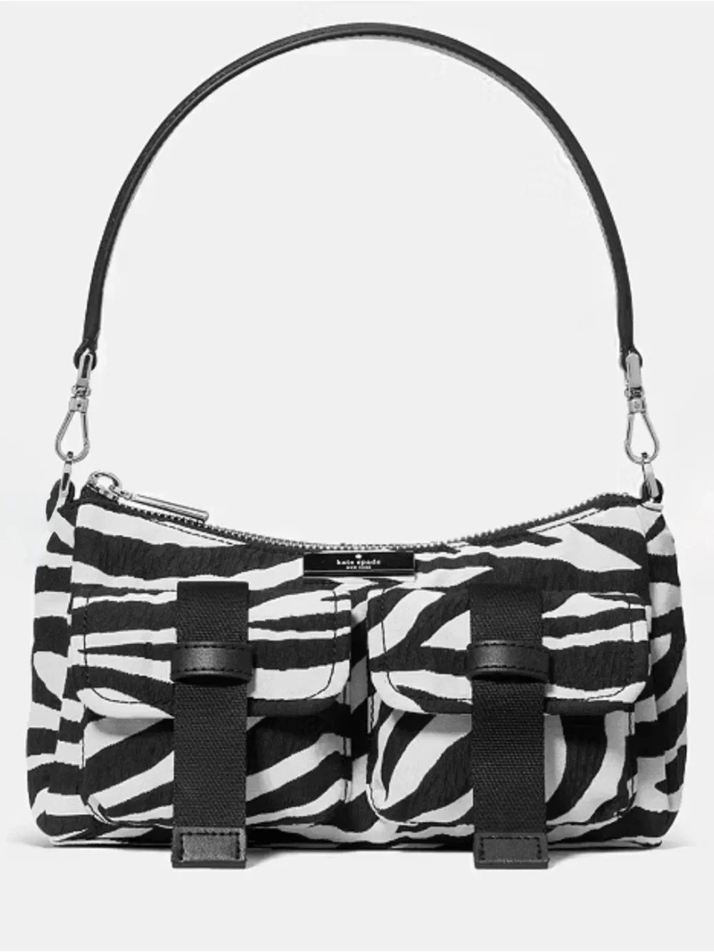 Kate Spade Carter Zebra Cargo Crossbody Bag in black and white